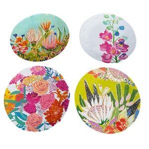 Anthropologie x Lulie Wallace Floral Melamine Dinner Plates Set Garden Party 11”